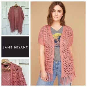 Lane Bryant‎ Open Knit Fringed Dolman Sleeve Cardigan 22/24